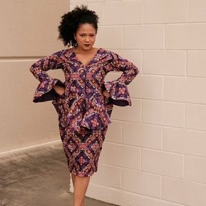 Women African Ankara 2 pcs set of top and skirt